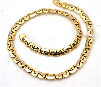 Lot 28 - A two colour fancy link necklace, length 46cm