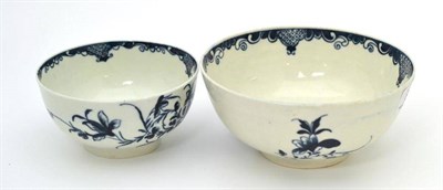 Lot 65 - Two first period Worcester Mansfield pattern bowls, 15.5cm and 10cm diameter