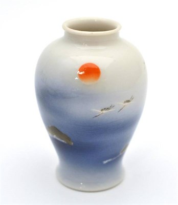 Lot 66 - An early 20th century Japanese porcelain vase, painted with a seascape, seal mark for Maku...