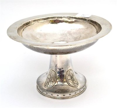 Lot 72 - An Arts & Crafts hammered silver pedestal dish, craftsman George Allen, 19ozt, 16cm high
