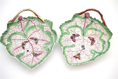 Lot 85 - Pair of first period Worcester leaf dishes, 18.5cm wide