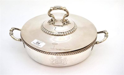 Lot 94 - A George III silver entree dish and associated cover (worn marks), 31cm wide