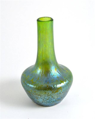 Lot 111 - A Loetz iridescent glass vase, green and blue iridescent mottling, unmarked, 12.5cm