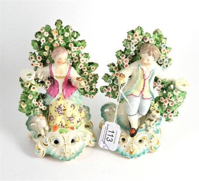 Lot 113 - Pair of Derby Bocages figures, each approximately 16cm high