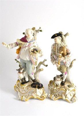 Lot 119 - Pair of late 19th century Meissen figures, 26cm high