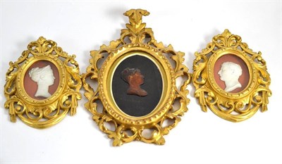 Lot 128 - A pair of 19th century bisque profile portraits, respectively depicting Napoleon and Josephine each