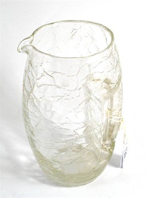 Lot 139 - A crackle glass lemonade jug, by Koloman Moser, executed by Loetz, Austria, 1899, unmarked,...