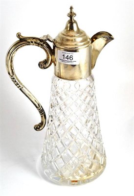 Lot 146 - A modern silver mounted, moulded and cut glass claret jug, 32.5cm high