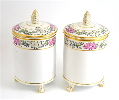 Lot 156 - A pair of Berlin porcelain ice pails, covers and liners, early 19th century, of cylindrical...