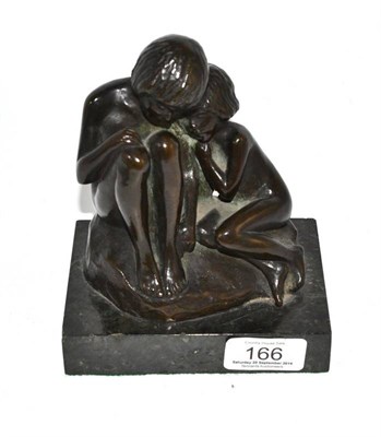 Lot 166 - Small bronze of two children, 16cm high