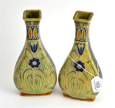 Lot 169 - Pair of Royal Doulton stoneware vases, 22cm high