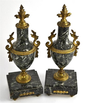 Lot 171 - Pair of small marble urns, 30cm high