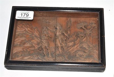 Lot 179 - A Continental carved wooden panel depicting the Baptism of Christ, probably 17th century, 11.5...