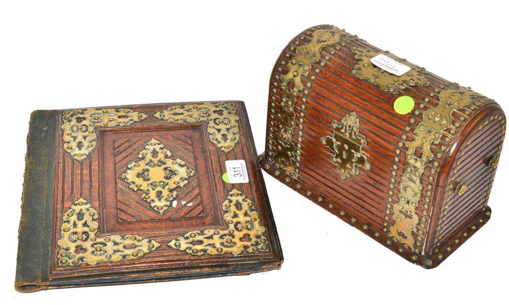 Lot 311 - Victorian brass mounted stationery box and a blotter