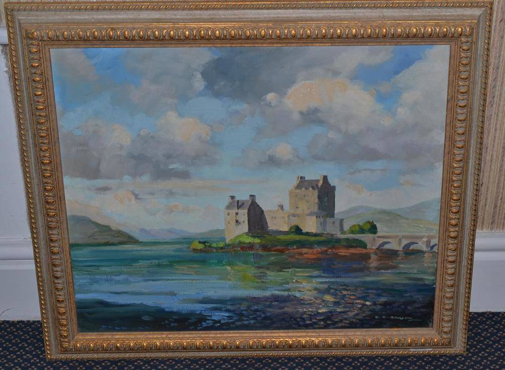 Lot 1128 - Gordon Clifford Barlow (1913-2005) Eilean Downan Castle, Loch Duish, signed, oil on canvas, 49cm by