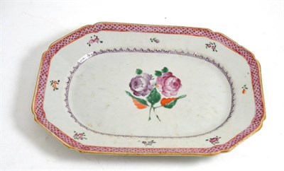 Lot 3 - An 18th century famille rose small meat plate, 29cm diameter