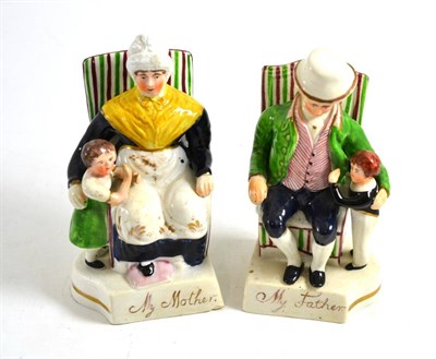 Lot 9 - A pair of Staffordshire figures My Mother and Father, 17cm high