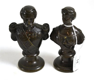 Lot 14 - A pair of late 19th century French busts, each 14cm high