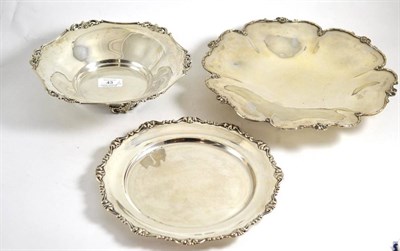 Lot 43 - ^ Three Italian white metal dishes of assorted sizes