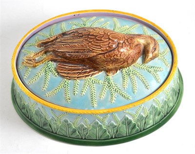 Lot 49 - Majolica game pie dish, 25cm diameter