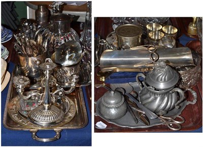 Lot 50 - ^ Three trays of assorted silver plate including lemonade jug, fish cutlery and a pair of three...