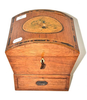 Lot 71 - A 19th century satinwood inlaid domed top box with key, 22cm wide