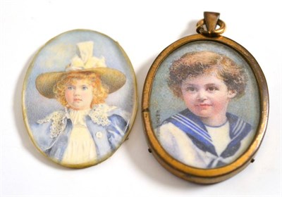 Lot 118 - Alfred Praga, miniature of a young girl and another miniature