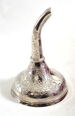 Lot 138 - A Georgian Dublin Irish silver wine funnel (1731-1786), heavily chased, cartouche with lion rampant