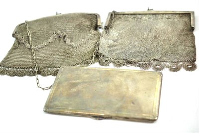 Lot 144 - Two mesh purses and a Mappin & Webb silver cigarette case