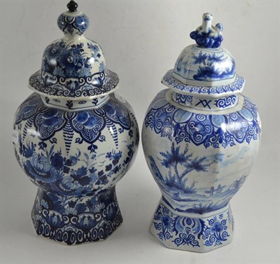 Lot 162 - An 18th century Delft vase and a Dutch tin glaze vase (a.f.)