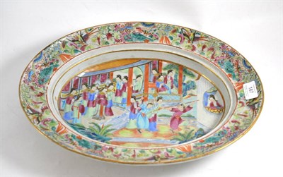 Lot 167 - A large oval Canton dish, 41cm diameter