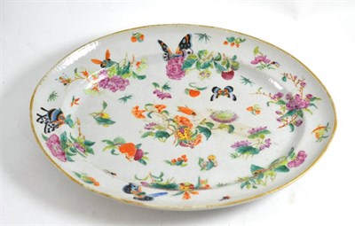 Lot 170 - A Canton oval butterfly dish, 36cm diameter