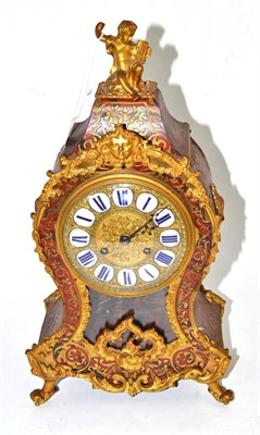 Lot 178 - A tortoiseshell and brass inlaid striking mantel clock, retailed by John Hall, Paris, circa...