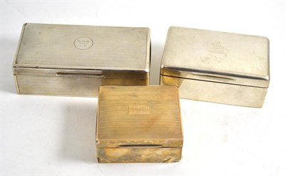 Lot 198 - A Victorian silver cigarette case, London 1897 and two cigarette boxes (3)