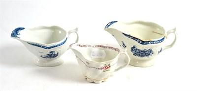 Lot 199 - First period Worcester porcelain sauce boat, circa 1775, painted with the little fisherman pattern