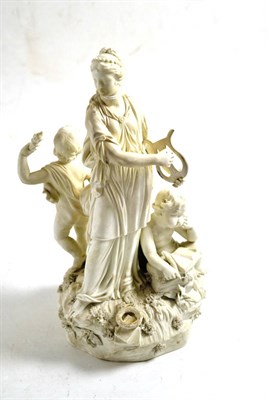 Lot 204 - Derby bisque porcelain figure group, circa 1780, representing poetry from a set of the muses,...