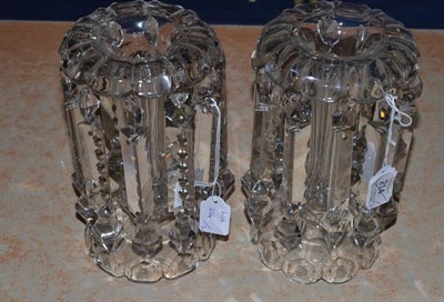 Lot 214 - A pair of cut glass lustres