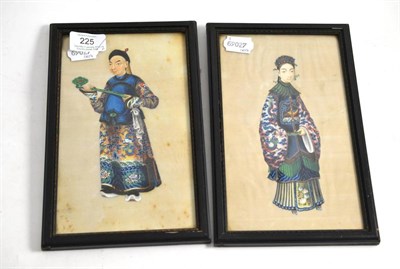 Lot 225 - Pair of Chinese pith paintings, 22cm by 13cm