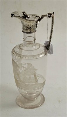 Lot 234 - Silver mounted etched glass claret jug, Sheffield 1870, 28cm high