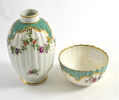 Lot 244 - A first period Worcester porcelain tea canister, circa 1770, painted with flower swags, 13.5cm...