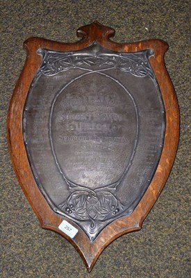 Lot 257 - A silver mounted oak plaque, presented to Middlesbrough and District Sunday School Union