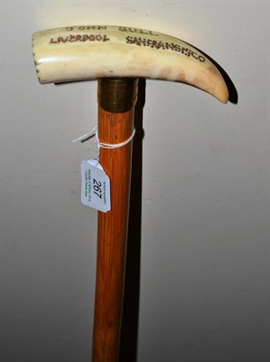 Lot 267 - John Bull cane with whale tooth handle