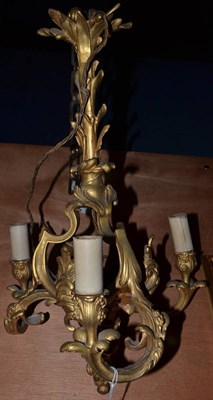 Lot 276 - Small gilt metal three-light chandelier