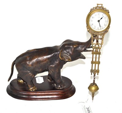 Lot 349 - A bronzed elephant 'mystery' timepiece, Junghans, circa 1910, elephant raised upon a wooden...