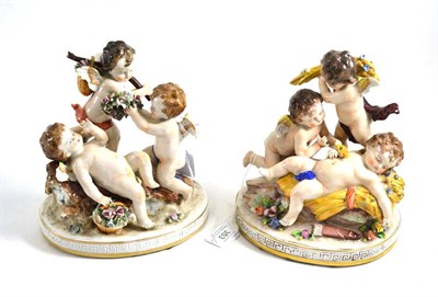 Lot 353 - ^ Two Capodimonte china figure groups modelled as cherubs, 19cm high