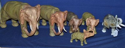 Lot 367 - Six Royal Dux elephants of assorted sizes