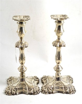 Lot 375 - Pair of silver lamps, height 35cm