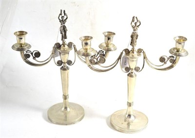 Lot 382 - Italian silver candelabra, .800 standard, 30cm high