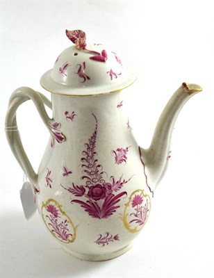 Lot 387 - First Period Worcester coffee pot, possibly James Giles decoration, 24cm high