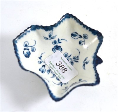 Lot 388 - First period Worcester porcelain leaf pickle dish, circa 1775, painted with fruit sprays, 9.5cm...